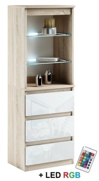 031-030 WITRYNA LED/3s + oświetlenie RGB - SONOMA / POŁYSK
