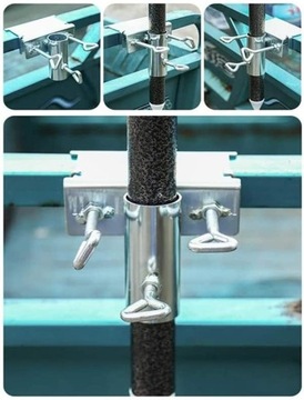 UCHWYT NA PARASOL OGRODOWY MOCOWANIE FLAGI ZACISK STABILNY STOJAK NA PORĘCZ