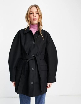 TOPSHOP PŁASZCZ DAMSKI CZARNY OVERSIZE 38 VAL