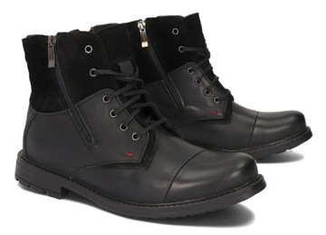 MĘSKIE BUTY OCIEPLANE POLSKIE SKÓRA 871 CZARNY 44