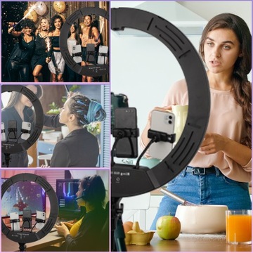 RING Светодиодная кольцевая лампа для селфи RGB + белый 56см 240Вт Макияж XXXL