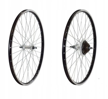 Komplet kół ALU 26'' WZMACNIANE + WOLNOBIEG 7rz.