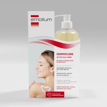 EMOLIUM DERMOCARE Zestaw Emulsja do ciała + Nawilżający olejek 2x400ml