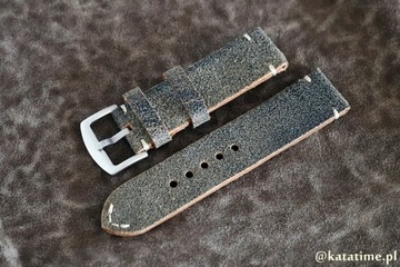 PASEK do zegarka szyty ręcznie STEAMPUNK 24 mm brąz stara naturalna skóra