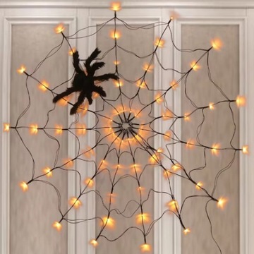 SPIDER WEB 70 СВЕТОДИОДНОЕ ИСКУССТВЕННОЕ ОСВЕЩЕНИЕ ДЛЯ ХЭЛЛОУИНА ОРАНЖЕВОЕ