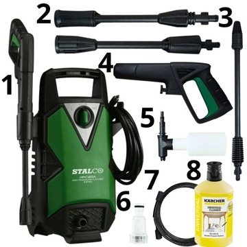 МАШИНА ДАВЛЕНИЯ STALCO PRO 120 БАР МОЩНЫЙ КОМПЛЕКТ САМОПОДАЮЩИХ ЖИДКОСТЬ KARCHER
