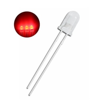 Dioda LED 5mm czerwona dyfuzyjna Arduino 10SZT