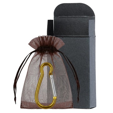 Подарочная упаковка, коробка, картон, шифоновый мешочек, карабин.