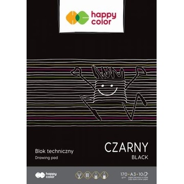 Blok techniczny czarny A3, 170g, 10 ark, Happy Col