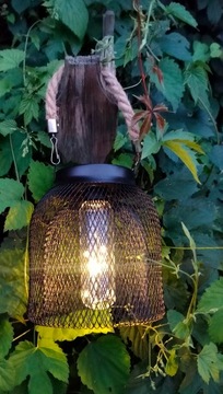 LAMPION METALOWY SOLARNY LAMPA WISZĄCA LAMPKA OGRODOWA LATARNIA CZARNA LED