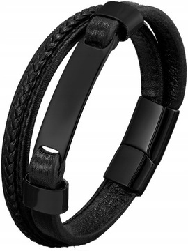 Bransoletka męska skórzana dla TATY brata z grawerem