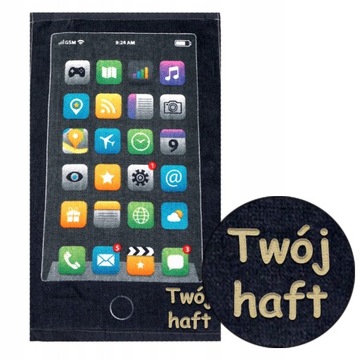 Ręcznik z haftem imię do przedszkola 30x50 Telefon