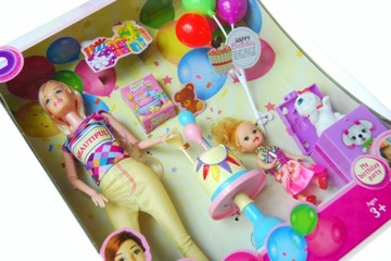 URODZINOWA LALKA kolorowa 29cm z akcesoriami MEGA CREATIVE plastikowa LALKA