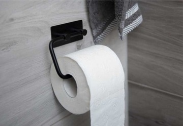 CZARNY UCHWYT NA PAPIER TOALETOWY SAMOPRZYLEPNY