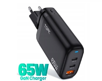 Szybka ładowarka GaN 65W Topk B314P USB C USB A