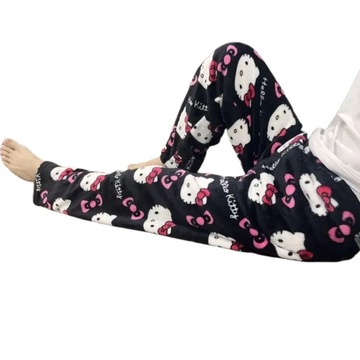 Sanrio Hello Kitty flanelowa Casual domowe modne spodnie RÓŻNE WZORY