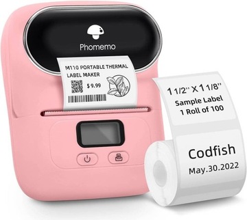 Термопринтер самоклеящихся этикеток Phomemo M110 розовый с Bluetooth