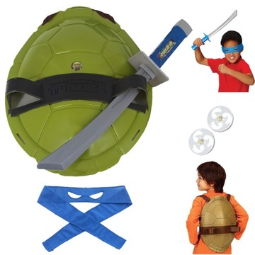 WOJOWNICZE ŻÓŁWIE NINJA LEONARDO STRÓJ SKORUPA BANDAŻ RZUTKI MIECZ