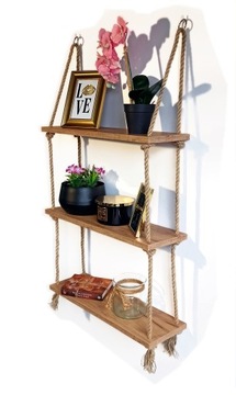 Półka wisząca 56 cm 3 poziomy Dąb craft złoty loft