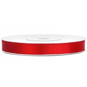 Taśma tasiemką wstążka satynowa 25m x 6mm czerwona rolka