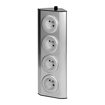 РОЗЕТКИ ДЛЯ КУХОННОЙ МЕБЕЛИ 4x2P+Z VIRONE INOX СТАЛЬ