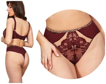 -XL- KrisLine Selena burgund stringi wysokie