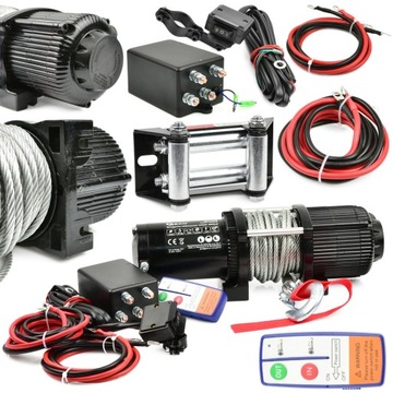 WYCIĄGARKA WCIĄGARKA AKUMULATOROWA do AUTA Quada PŁUGA 12V 4500LBS + PILOT