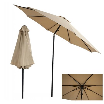 PARASOL OGRODOWY Łamany Składany SAMOS Z MASZTEM Brąz 3m 300cm WZMACNIANY