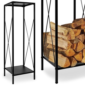 STOJAK NA DREWNO KOMINKOWE DRZEWO OPAŁOWE Z PÓŁKAMI LOFT METAL KOSZ REGAŁ