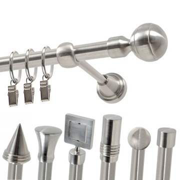 Karnisz metalowy pojedynczy 16 mm 220 cm z kółkami