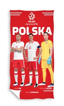 RĘCZNIK LEWANDOWSKI SZCZĘSNY GLIK POLSKA PZPN BAWEŁNA100% 140x70cm czerwony