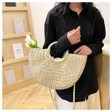 ЖЕНСКАЯ СОЛОМНАЯ СУМКА, ЛЕТНЯЯ ПЛЕТЕННАЯ СУМКА, НА ПЛЕЧЕ В РУКУ