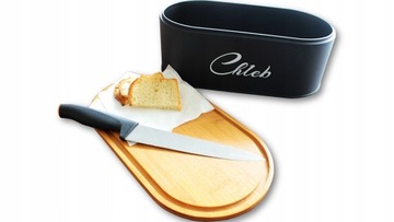 CHLEBAK EMALIOWANY Z POKRYWĄ BAMBUSOWĄ DESKA