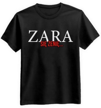 Koszulka Męska Zara się żenię Czarna 2XL Tshirt na Wieczór Kawalerski