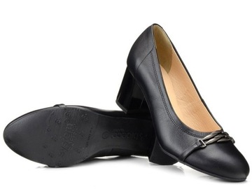 Czółenka buty damskie na obcasie skórzane czarne Bioeco 6131 37