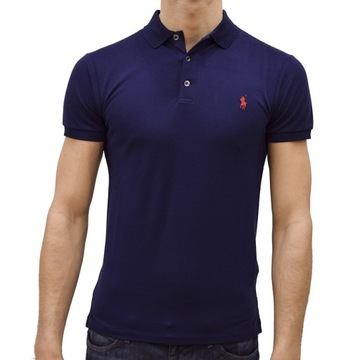 RALPH LAUREN męska koszulka polo granat SLIM r.M