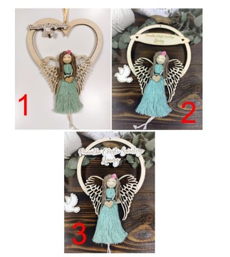 Сувенир КРЕЩЕНИЕ Первое Святое Причастие АНГЕЛ-ХРАНИТЕЛЬ имя кулон макраме