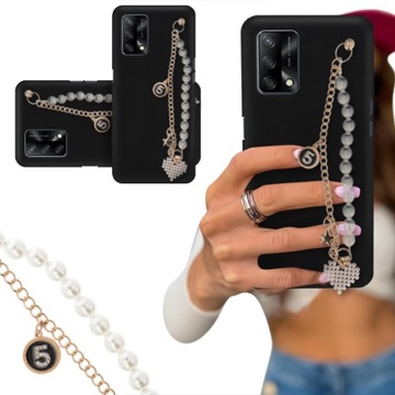 ETUI BLINK CZARNY MAT do OPPO A74 5G Perły Serce