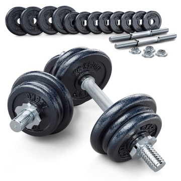 ZESTAW 40 KG GRYF KRÓTKI HANTLA 20 KG X 2 - 40 KG