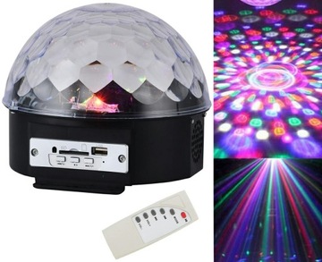 Kula dyskotekowa DISCO LED RGB microSD USB MP3 18W