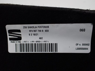 POLIČKA ZADNÍ KUFRU 6F9867769B SEAT ARONA 21R