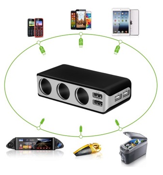 РАСПРЕДЕЛИТЕЛЬ ПРИКУРИВАТЕЛЯ, 4 USB-ВОЛЬТМЕТРА