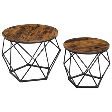 2 stoliki industrialne loftowe rustykalne metalowe geometryczne ZESTAW