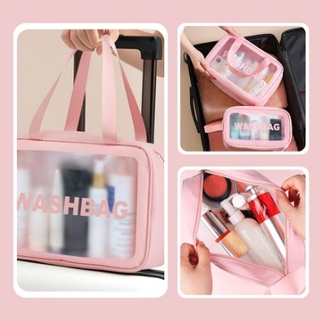 3x НАБОР ДОРОЖНОЙ СУМКИ ТУРИСТИЧЕСКОЙ, ПРОЗРАЧНОЙ НА МОЛНИИ КОСМЕТИКА