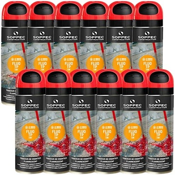 FARBA GEODEZYJNA SPRAY SOPPEC FLUO TP CZERWONY x12