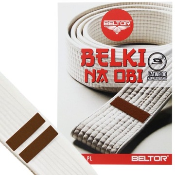 BELTOR BELKI NA OBI PAS DO KIMONA KARATE BRĄZOWE ZESTAW KOMPLET 2 SZTUKI