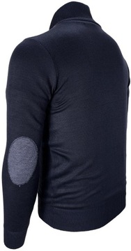 Rozpinany sweter męski granatowy z łatami Z10 idealny do koszuli r. XL