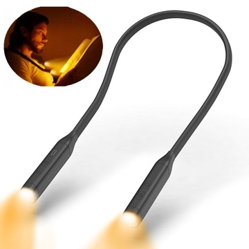 LAMPKA LED DO CZYTANIA KSIĄŻEK NA SZYJĘ ELASTYCZNA LATARKA AKUMULATOR USB
