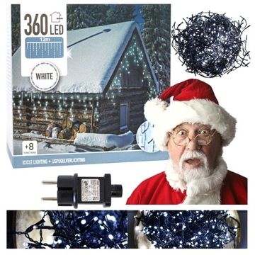 Girlanda lampki święta kurtyna 360 LED 12 m zimne