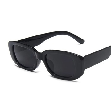Okulary przeciwsłoneczne prostokątne czarne klasyczne damskie męskie
